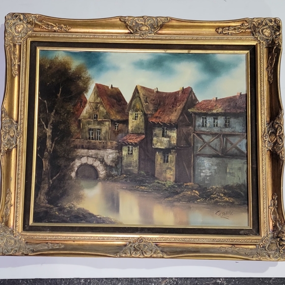VINTAGE OIL ON CANVAS PAINTING SIGNED BY ITALIAN ARTIST CASALITTI 27X31 " FRAMED - Picture 9 of 12